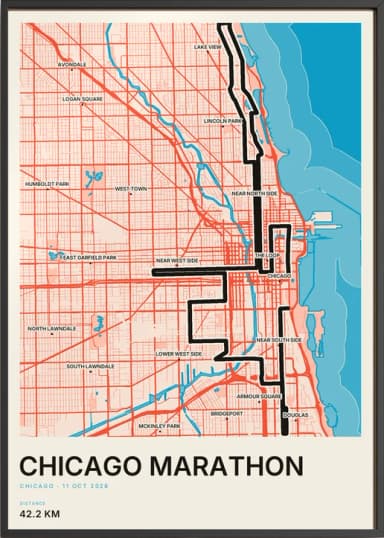 Chicago Marathon en Riso Proof, encadrée au mur