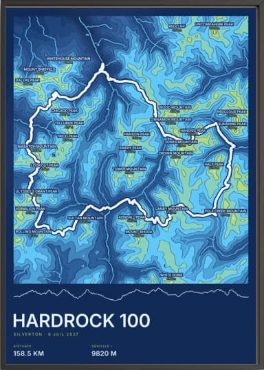 Hardrock 100 en Acid Blueprint, encadrée au mur